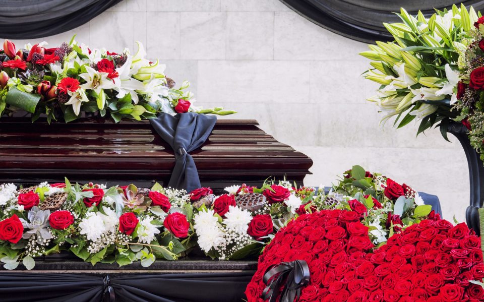 Funeral, beautifully decorated with flower arrangements coffin, Funeral, beautifully decorated with flower arrangements coffin,